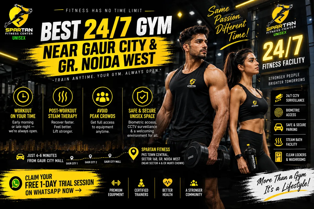 Best 24/7 Gym near Gaur City - Spartan Fitness